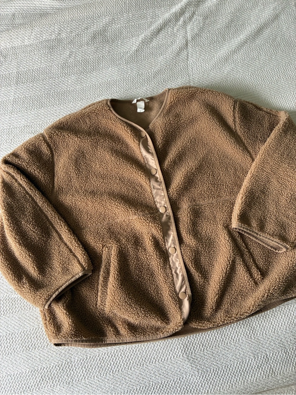 H&M Tan Teddy Sherpa Button Jacket